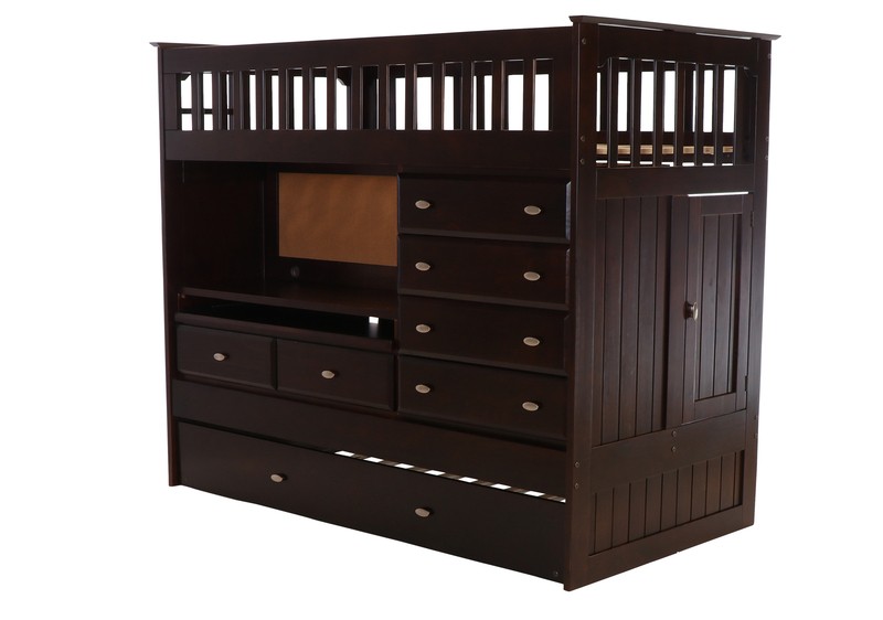 Edrock Twin Solid Wood Standard Bunk Bed with Built-in-Desk by Harriet Bee