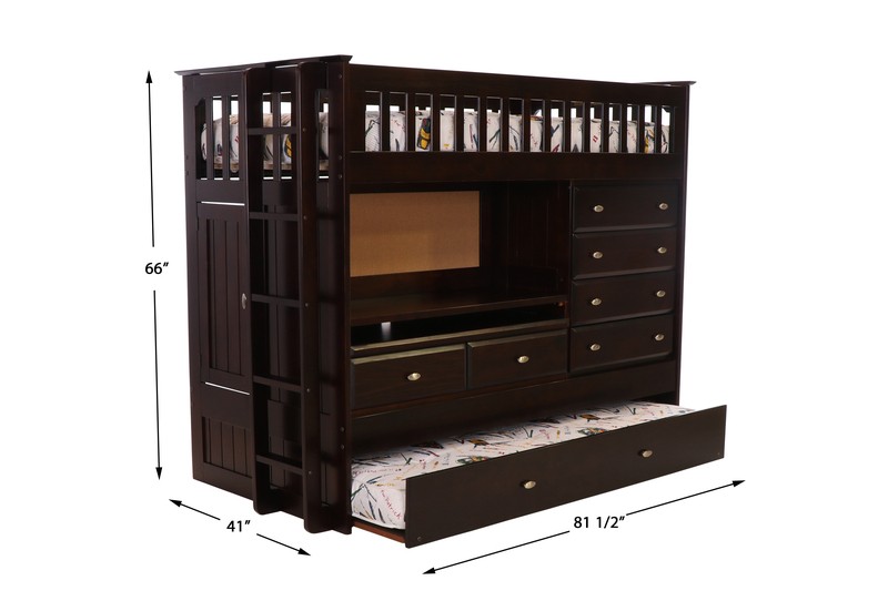 Edrock Twin Solid Wood Standard Bunk Bed with Built-in-Desk by Harriet Bee