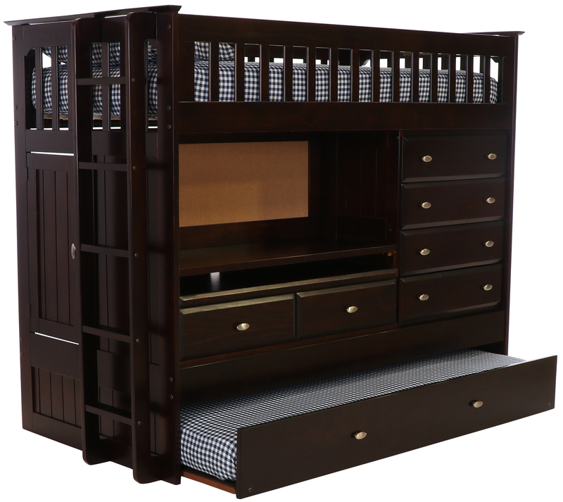 Edrock Twin Solid Wood Standard Bunk Bed with Built-in-Desk by Harriet Bee
