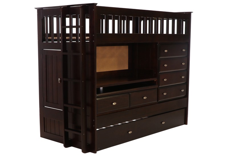 Edrock Twin Solid Wood Standard Bunk Bed with Built-in-Desk by Harriet Bee