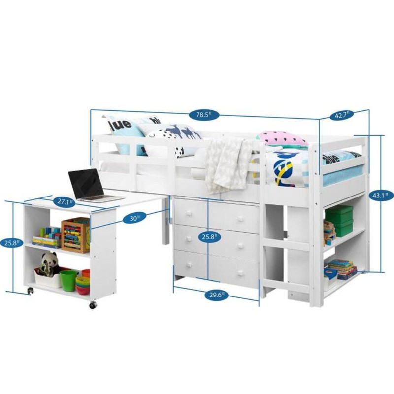 Eirwen Twin Platform Loft Bed with Bookcase by Harriet Bee