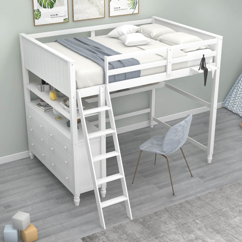 Stylish Loft Bed with Built-in Desk and Storage