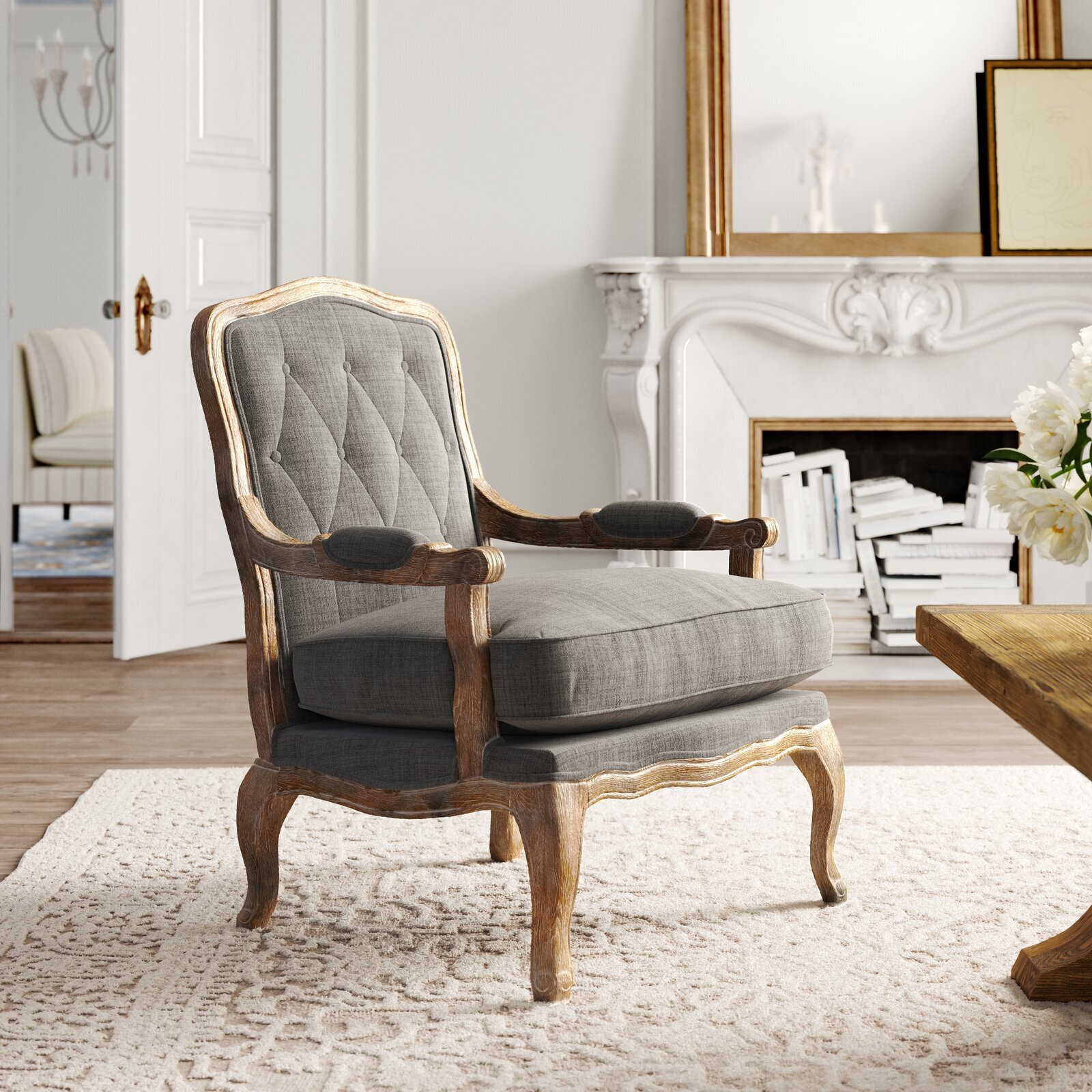 Elegant and Grand Narrow Upholstered Chair