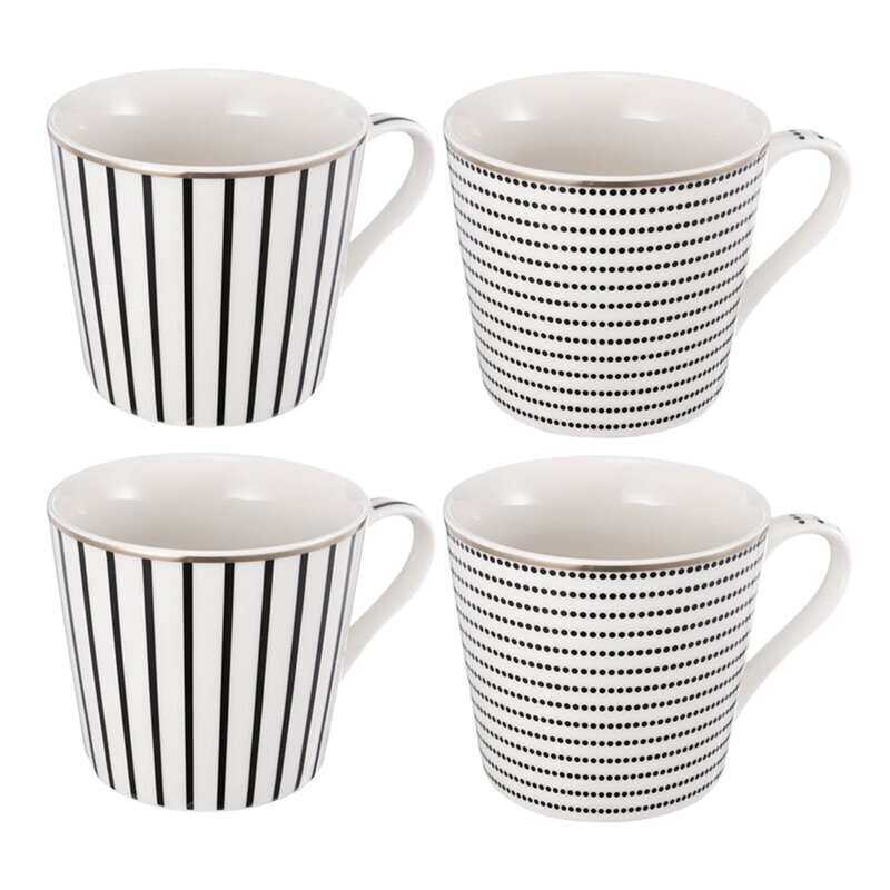 Elegant Black and White Striped Mugs