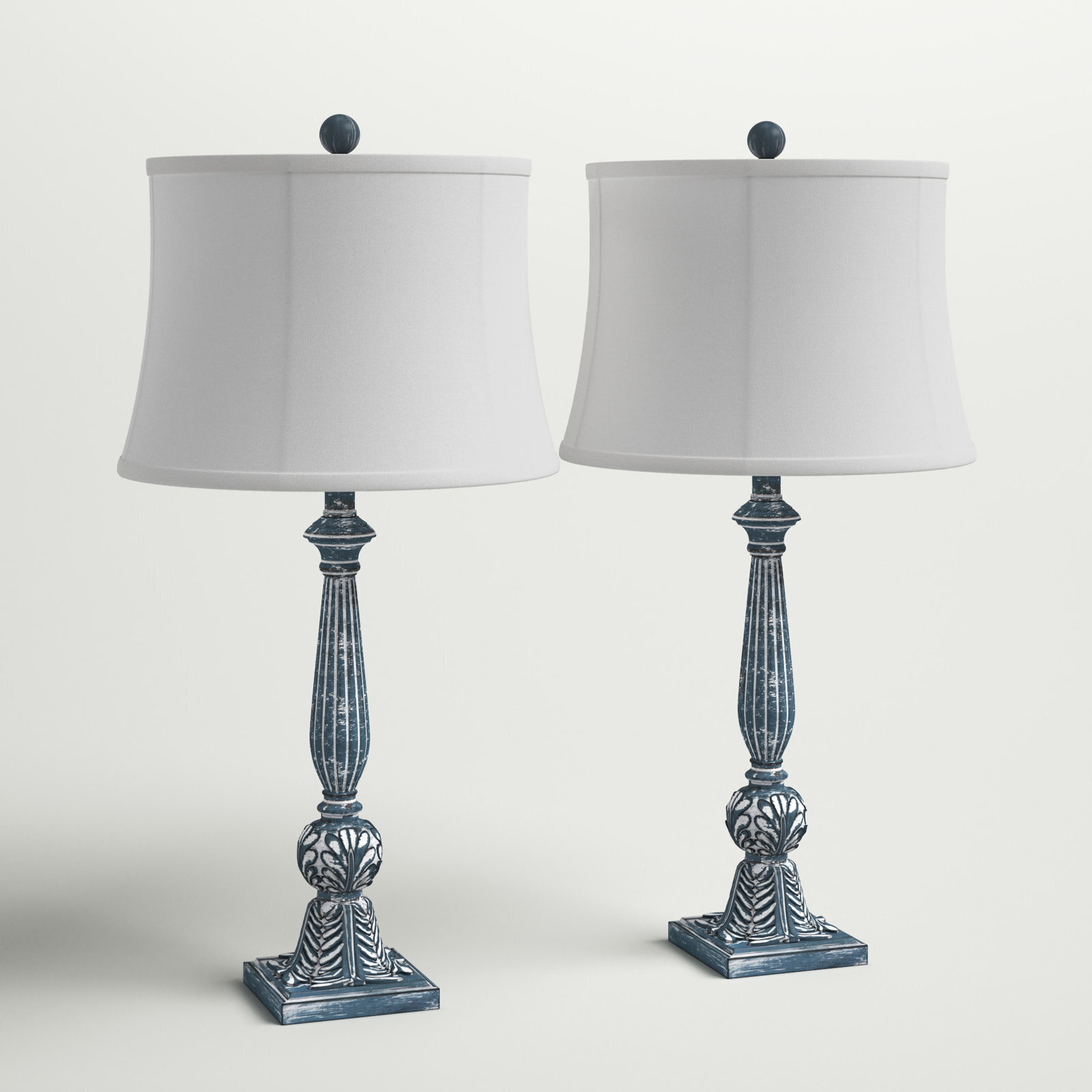 Elegant Classic Style Tall Narrow Table Lamp Pair