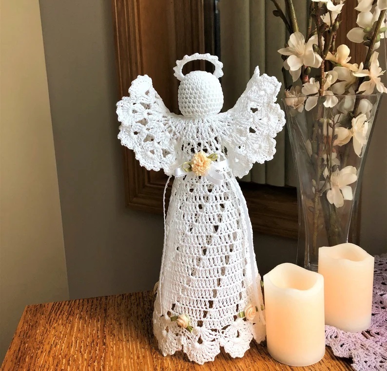 Elegant Crochet Angel Tree Topper