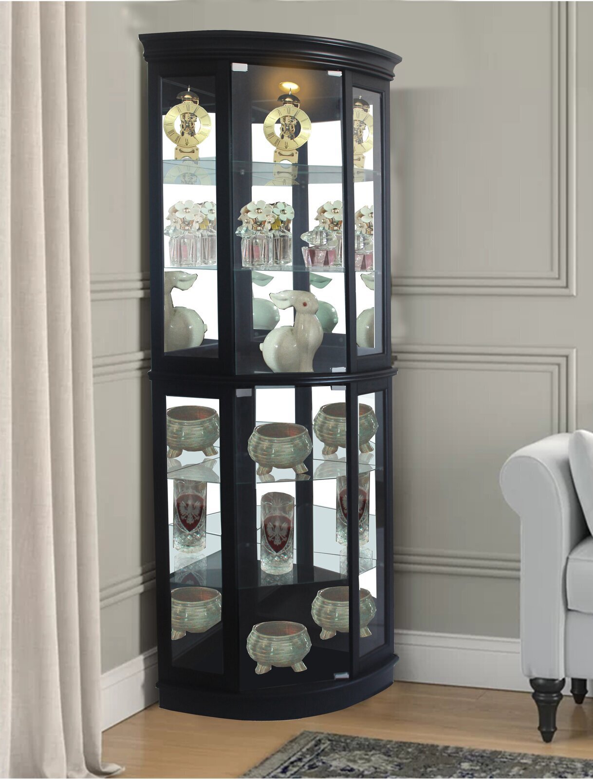 Elegant Modern Corner Curio Cabinet