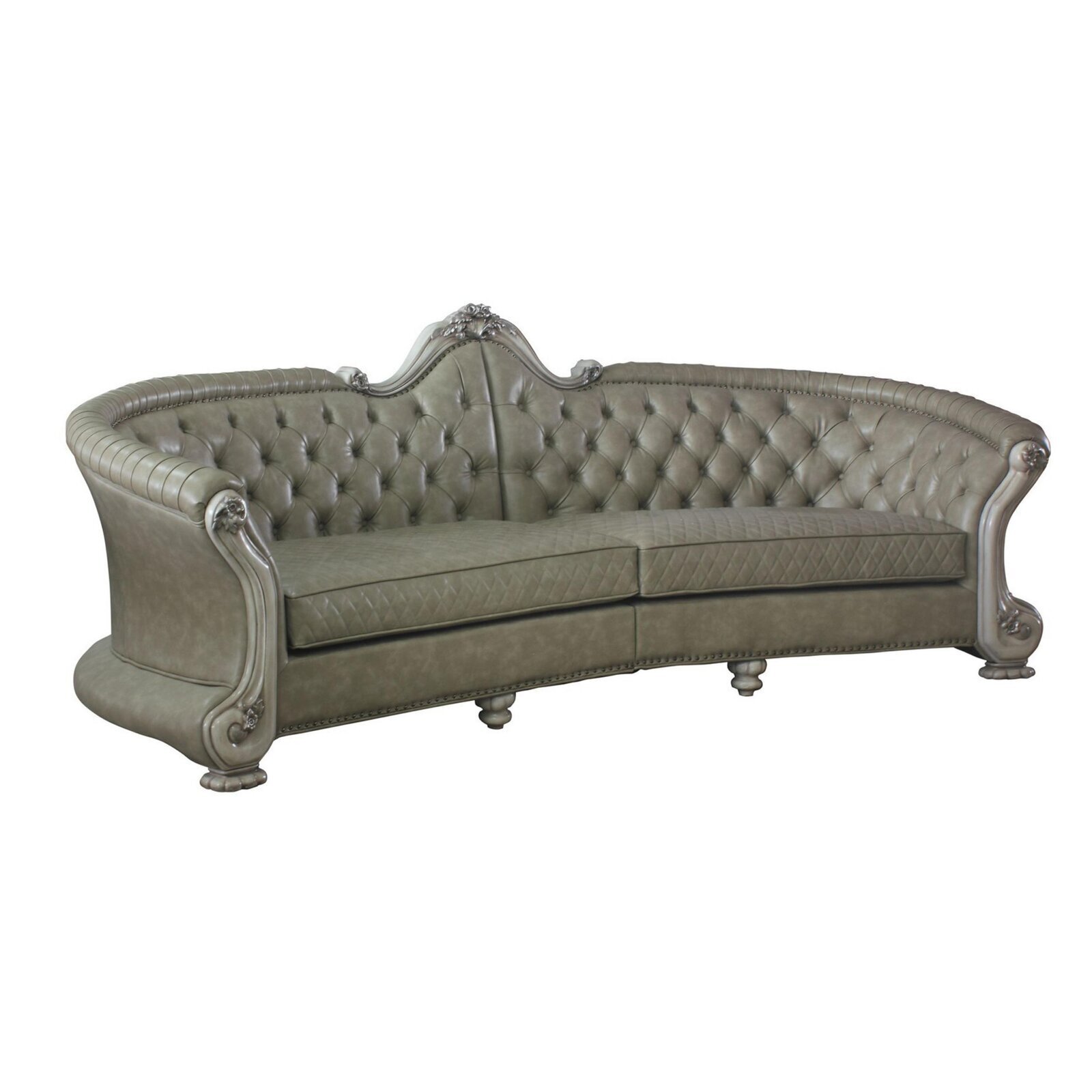 Elegant Partially Round Leather Sofa