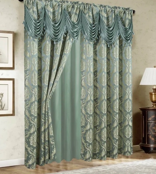 Elegant Semi Sheer Curtains with Valance and Tiebacks 