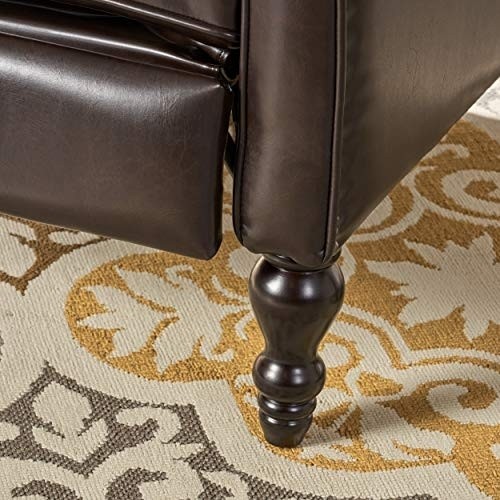 Elizabeth Tufted Bonded Leather Recliner, Vintage Reclining Reading Armchair (Brown)