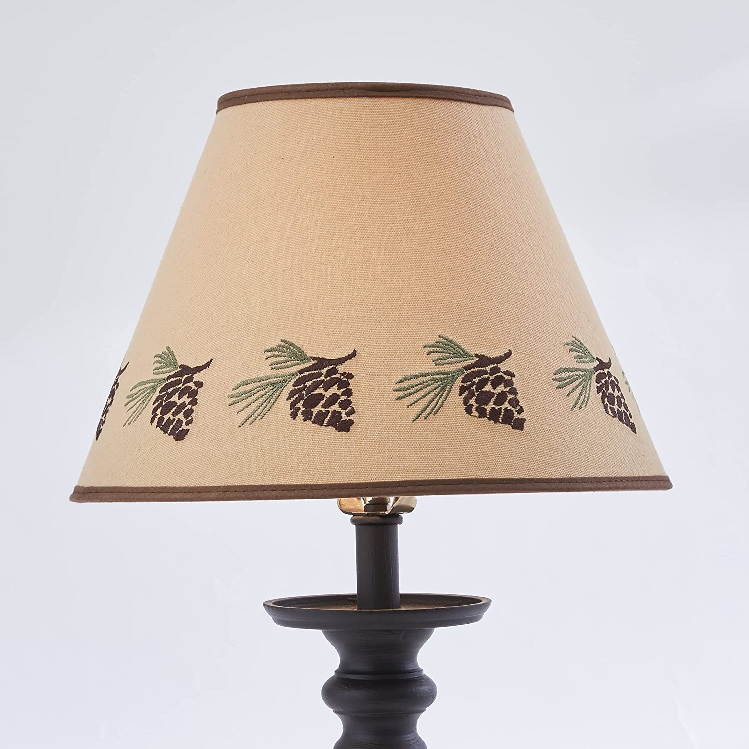 Embroidered Pine Cone Lamp Shade