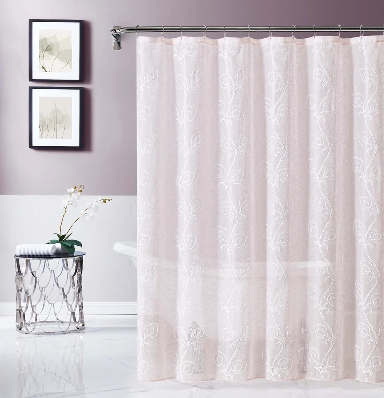 Embroidered shabby chic bathroom curtains