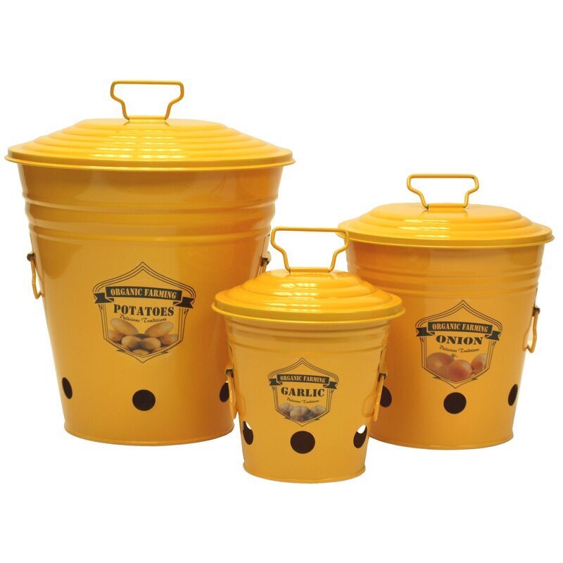 Enameled Three Container Yellow Canister Set