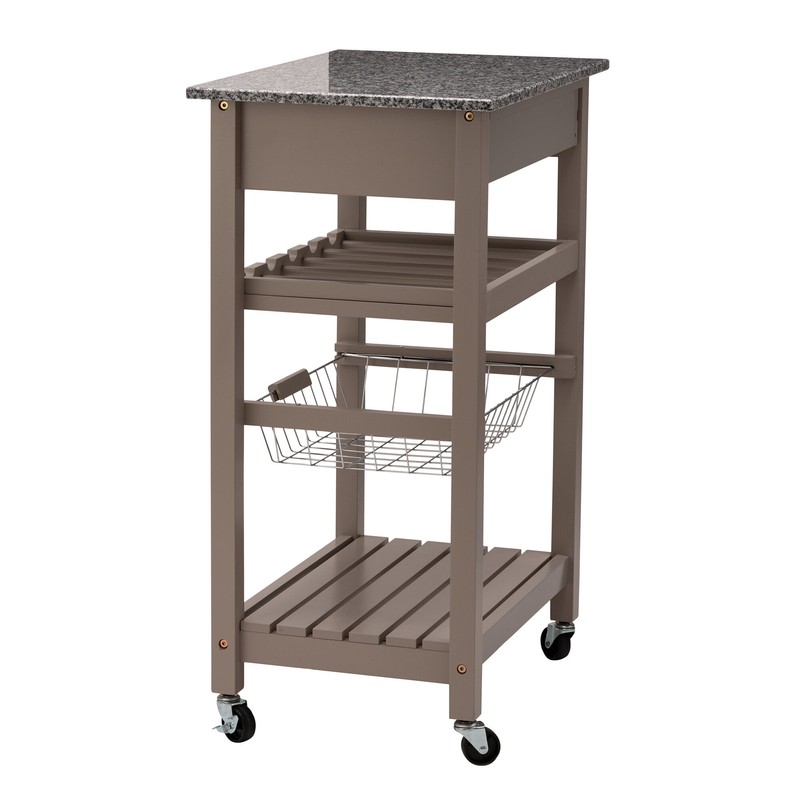 Encinal 22.83'' Wide Rolling Kitchen Cart with Marble Top