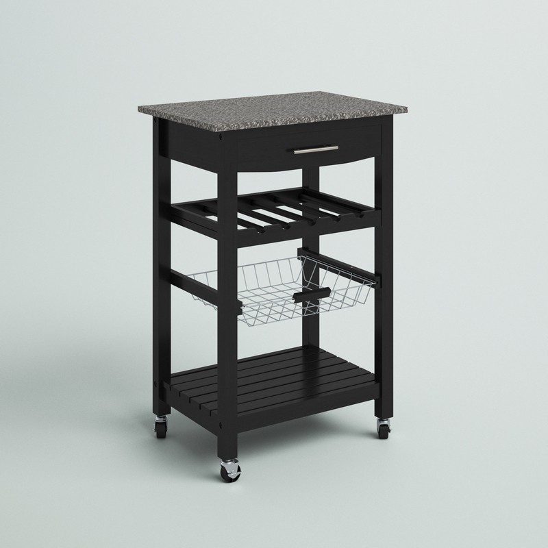 Encinal 22.83'' Wide Rolling Kitchen Cart with Marble Top