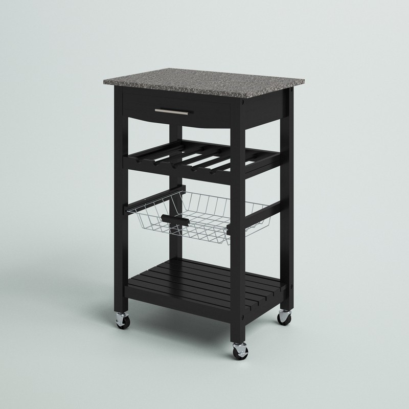 Encinal 22.83'' Wide Rolling Kitchen Cart with Marble Top