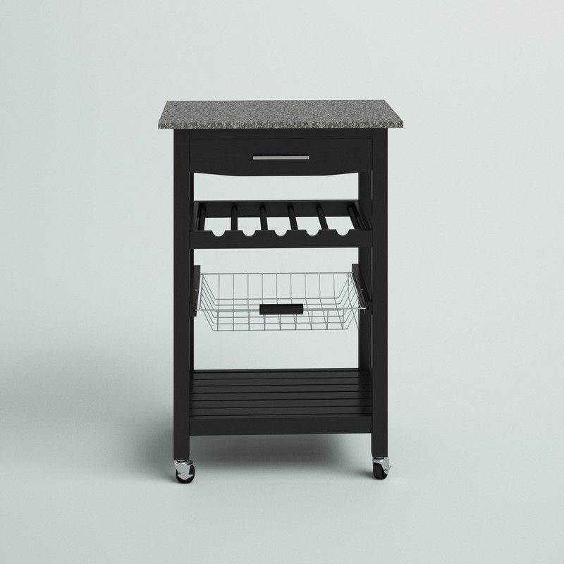 Encinal 22.83'' Wide Rolling Kitchen Cart with Marble Top