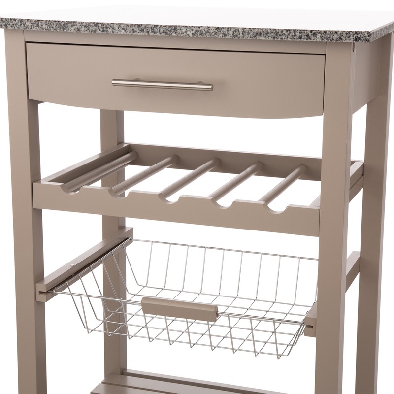 Encinal 22.83'' Wide Rolling Kitchen Cart with Marble Top