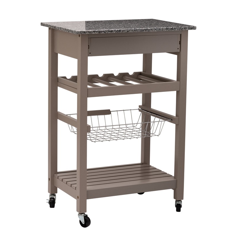 Encinal 22.83'' Wide Rolling Kitchen Cart with Marble Top