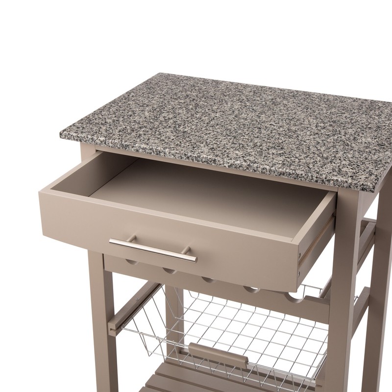 Encinal 22.83'' Wide Rolling Kitchen Cart with Marble Top