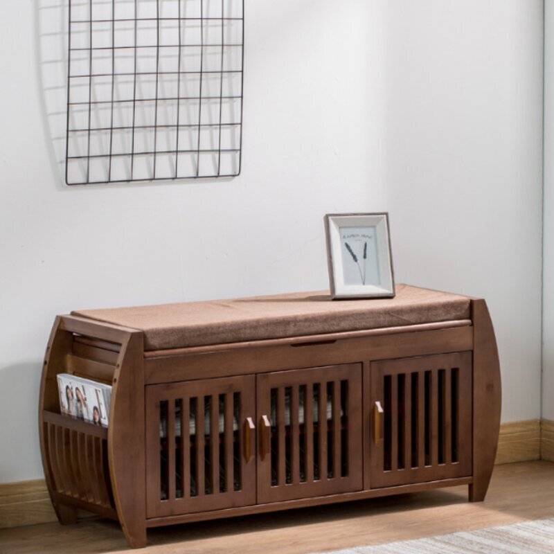 Enclosed Shoe Storage Bench With Cabinet Doors