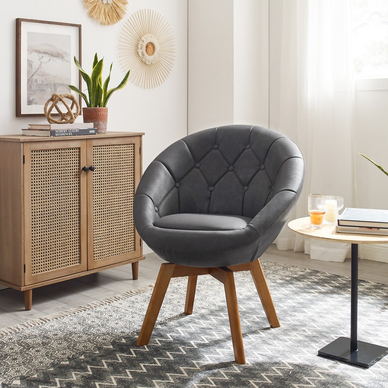 Entrekin 29.53'' Wide Tufted Swivel Papasan Chair