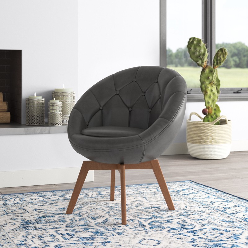 Entrekin 29.53'' Wide Tufted Swivel Papasan Chair