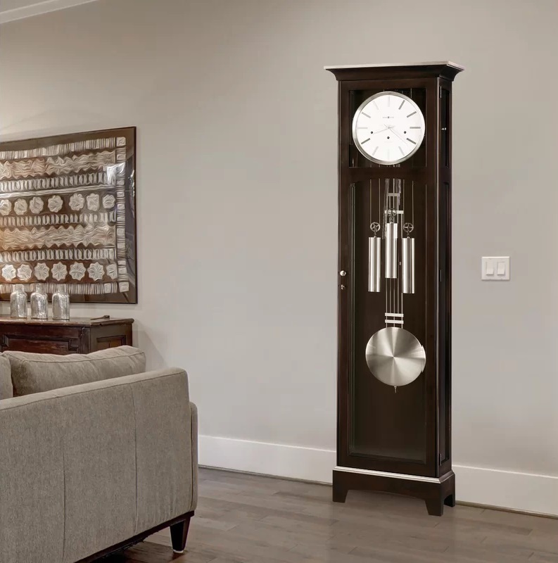 Espresso cherry wood contemporary grandfather clock