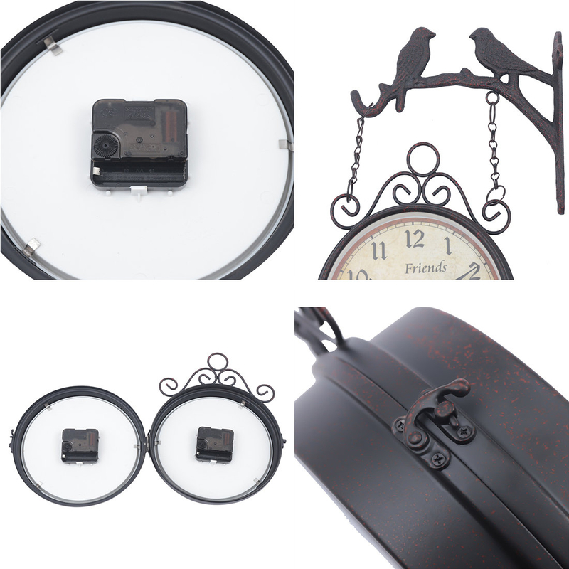 European Style Wall-Mounted Black Wrought Iron Wall Clock