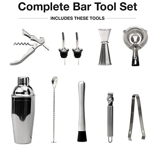 Excello Global Products Barndoor Bartender Cabinet with 12 Piece Bar Tool Set: The Perfect Kit for Home Bartenders (Rustic Brown)