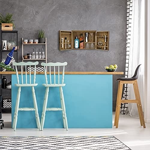 Excello Global Products Barndoor Bartender Cabinet with 12 Piece Bar Tool Set: The Perfect Kit for Home Bartenders (Rustic Brown)