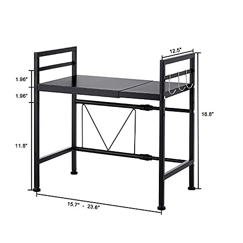 Expandable Microwave Oven Rack, Metal Microwave Shelf Countertop for Kitchen Contains 2 Tier with 3 Hooks, Type H by DOLALIKE
