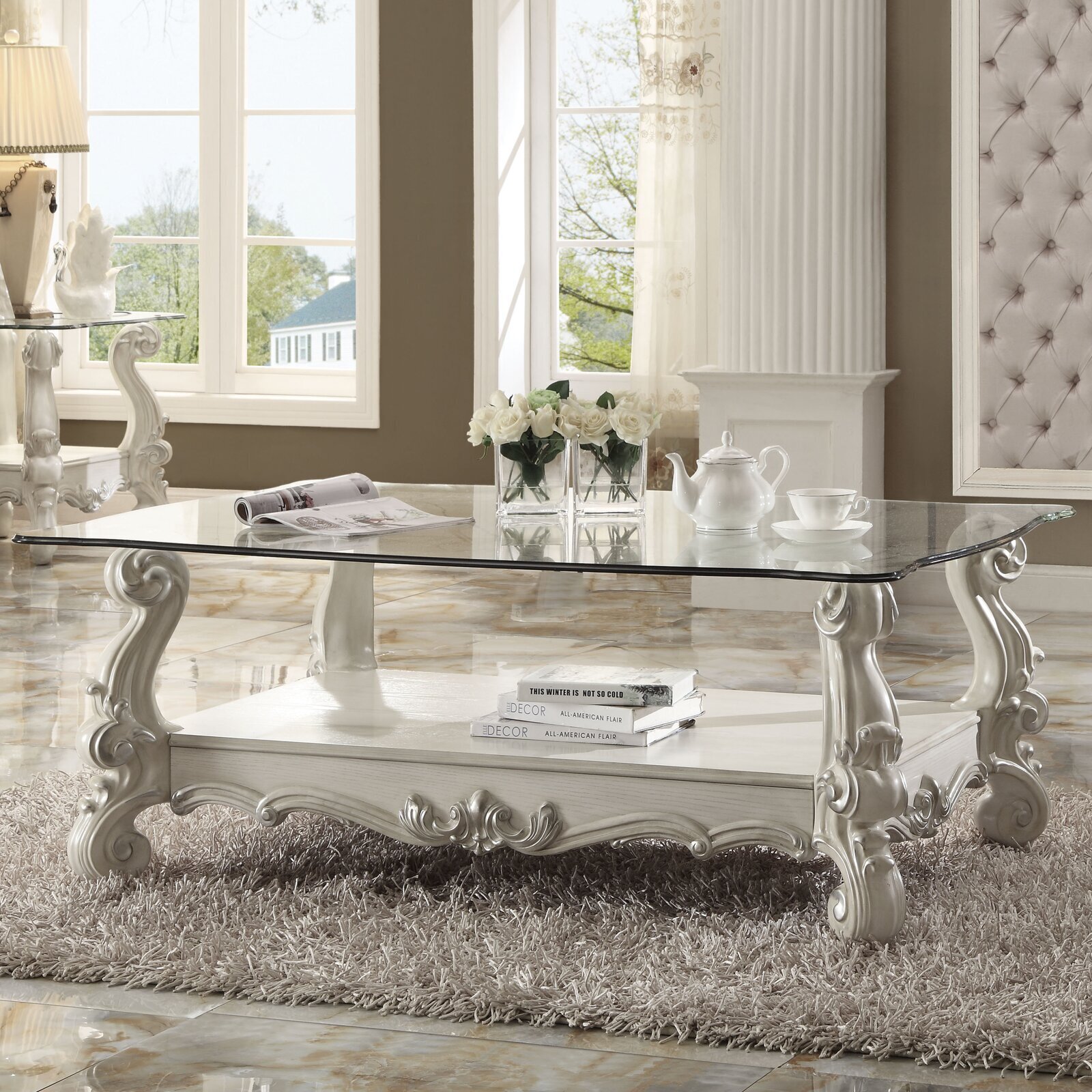 Extra Large Coffee Table With Ornate Legs