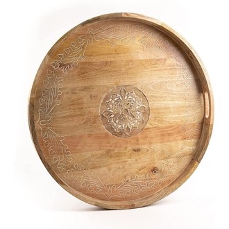 Large Round Wood Mirror - Foter