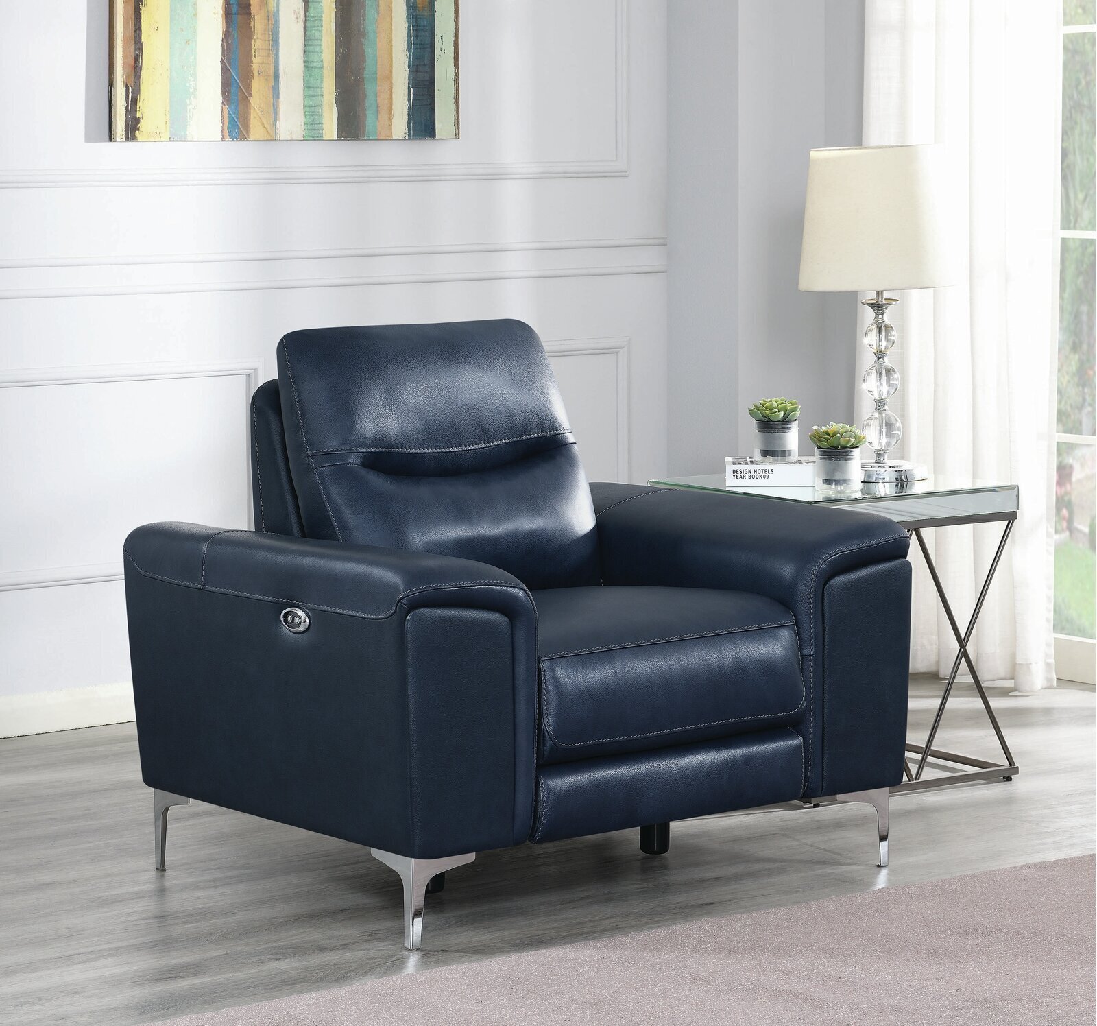 Extra Wide Sleek Leather Recliner