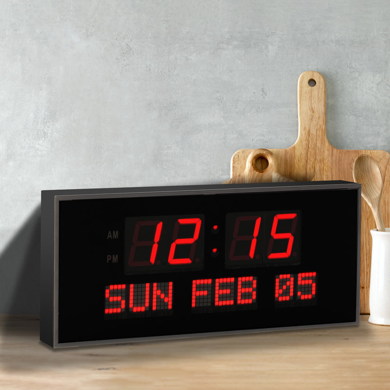 Eye Catching Black and Red Digital Clock with Date