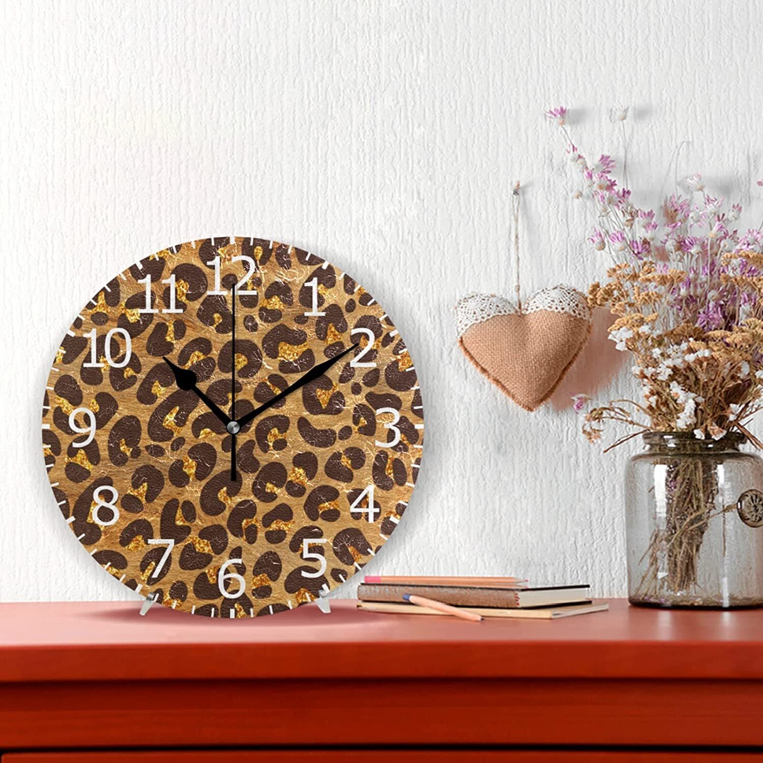 Eye Catching Leopard Print Leather Wall Clock