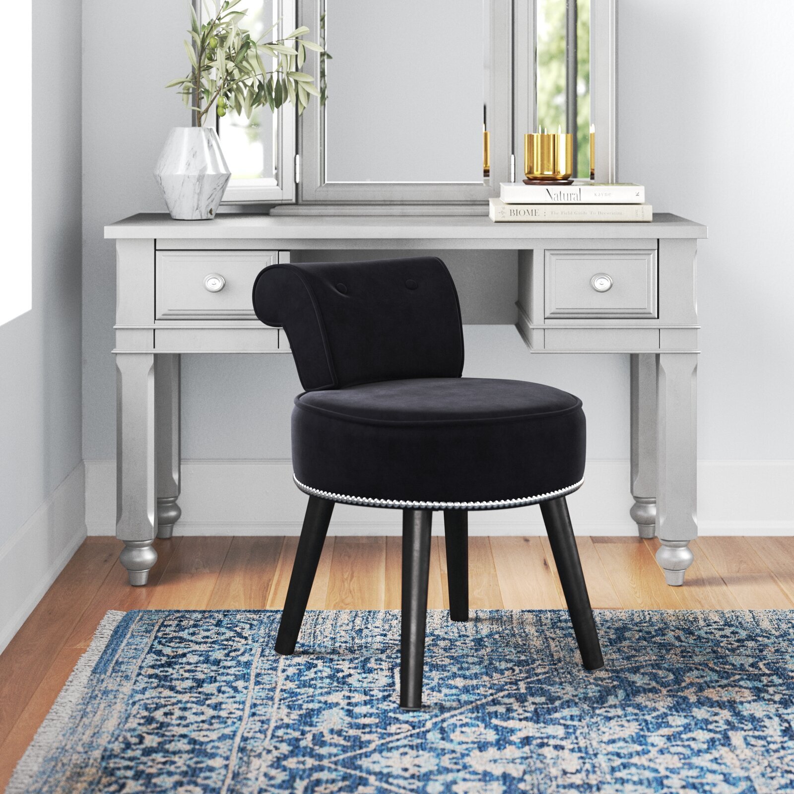 Fabric, Studded Vanity Chair