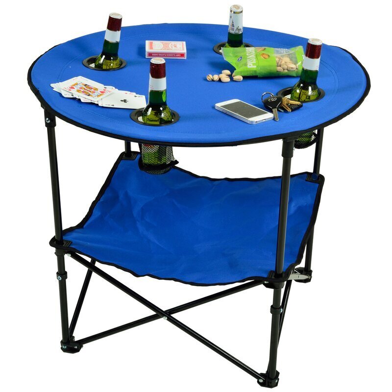 Fabric Upholstered Portable Table with Cupholders