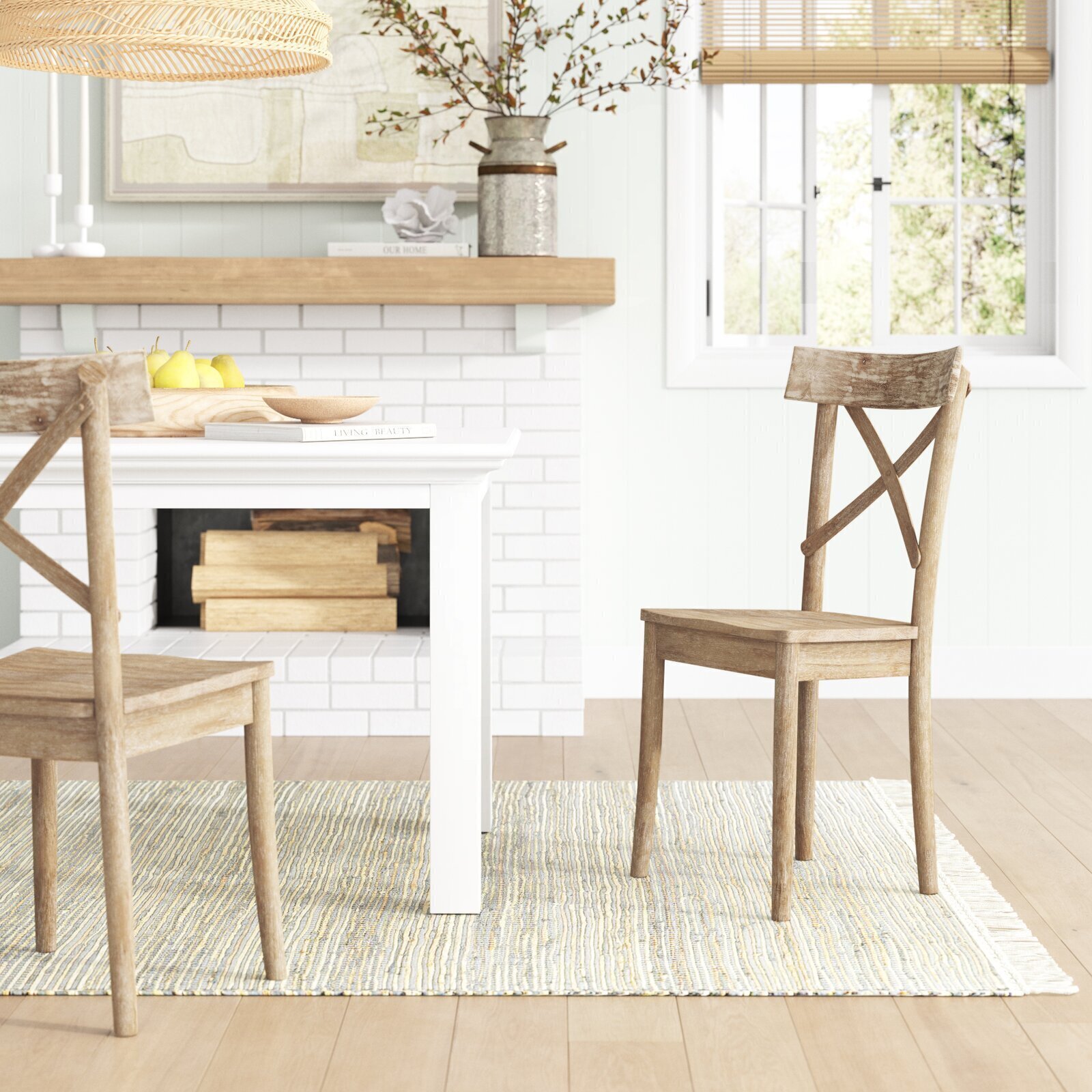 Farmhouse Wooden Cross Back Chairs