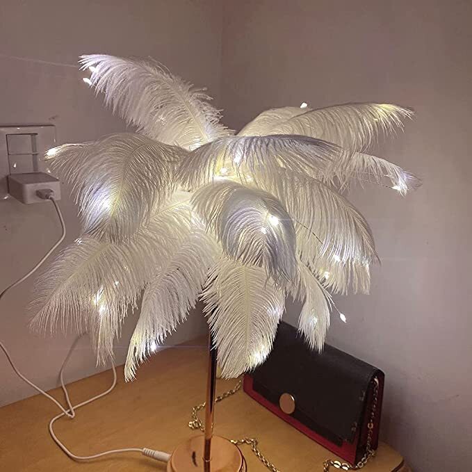 Faux feather lamp for children’s room