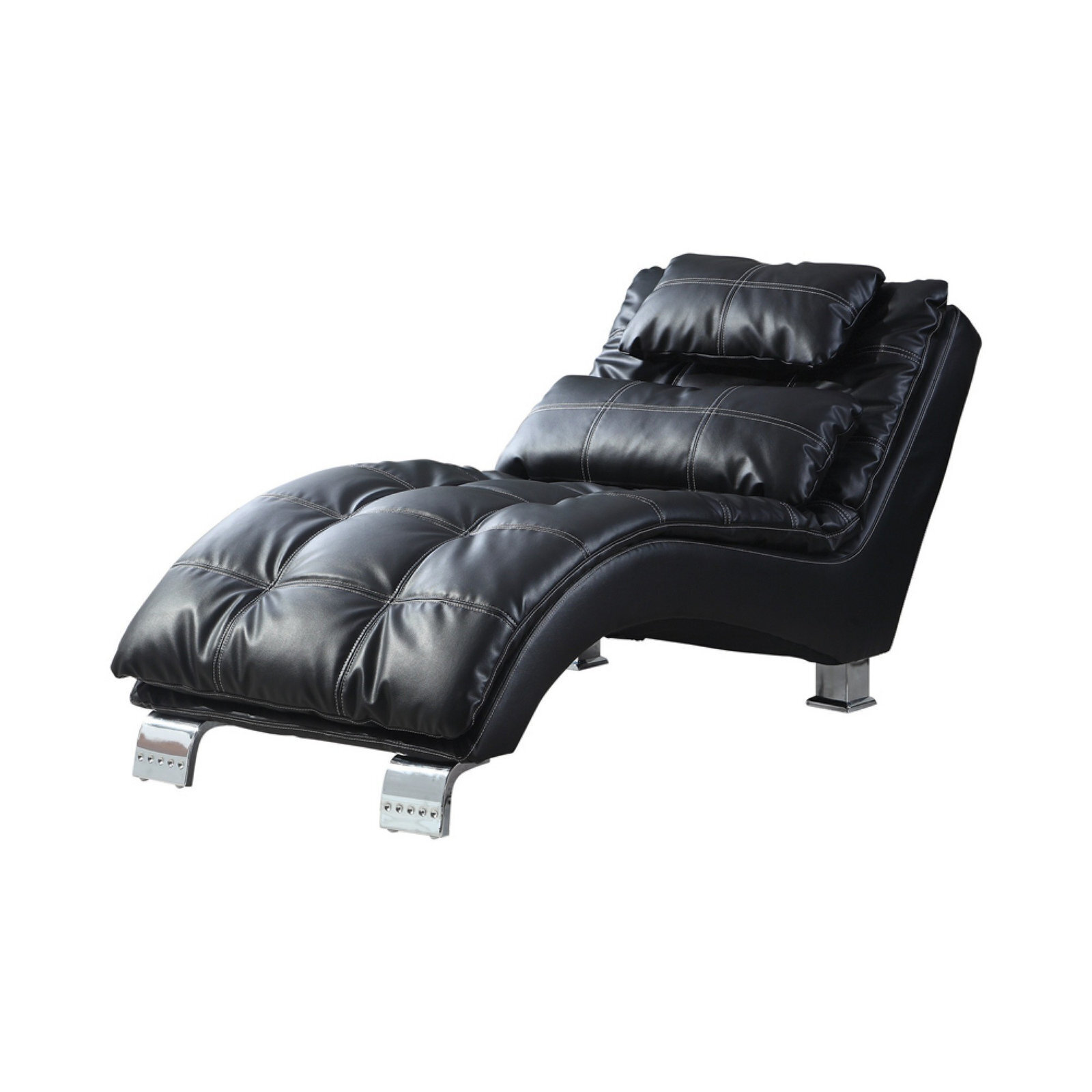 Faux leather black chaise lounge 