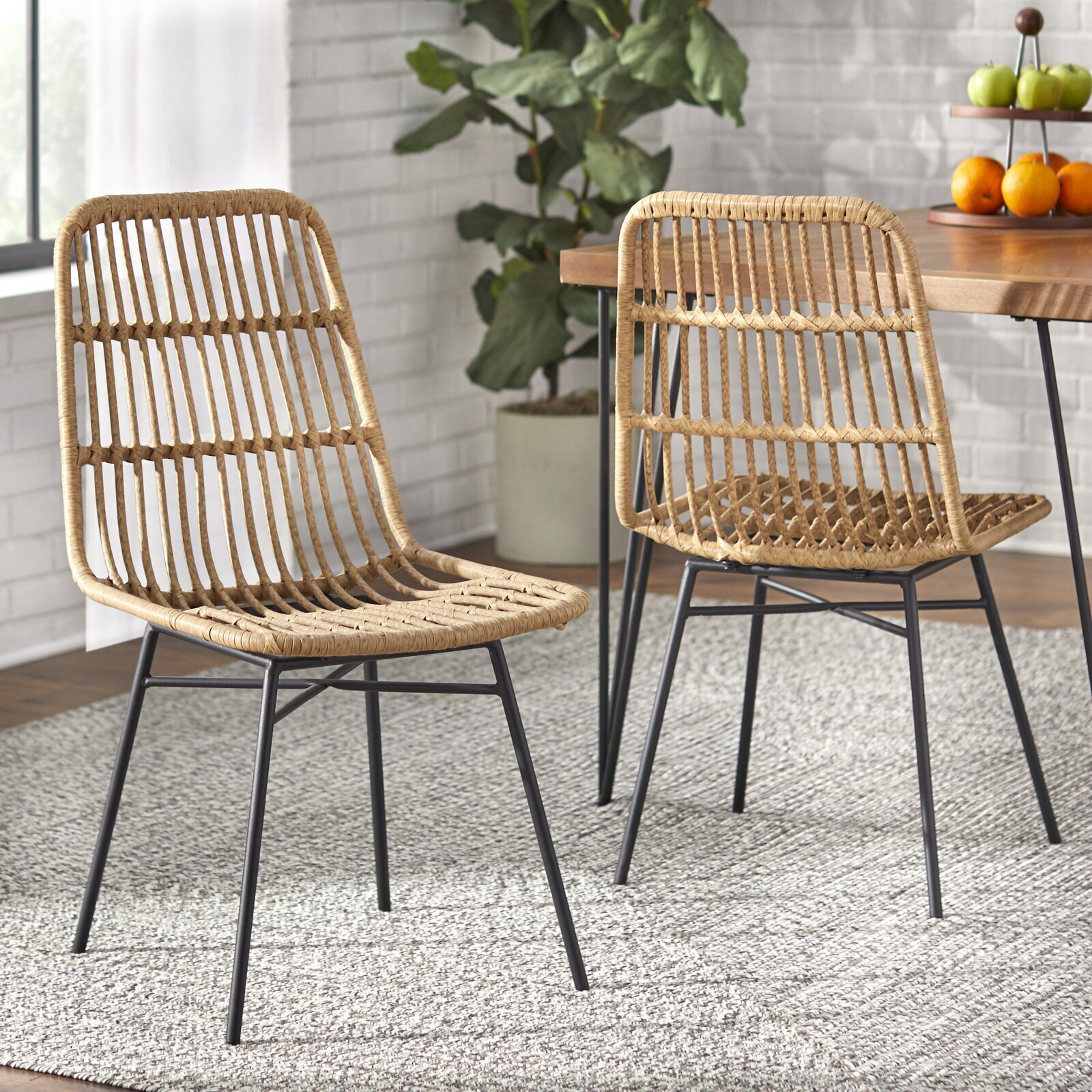 Faux Rattan Dining Chairs