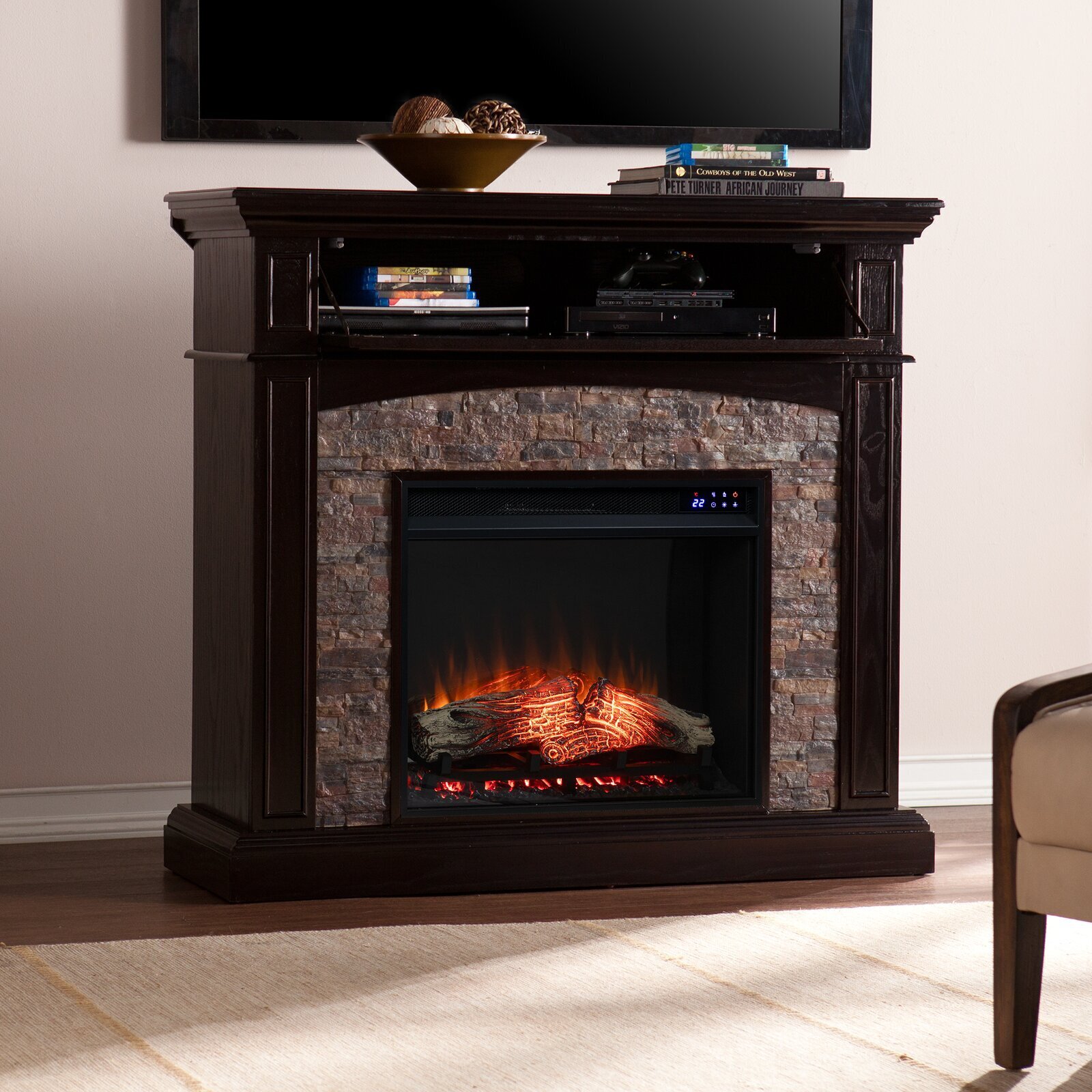 Fireplace with Media Shelf