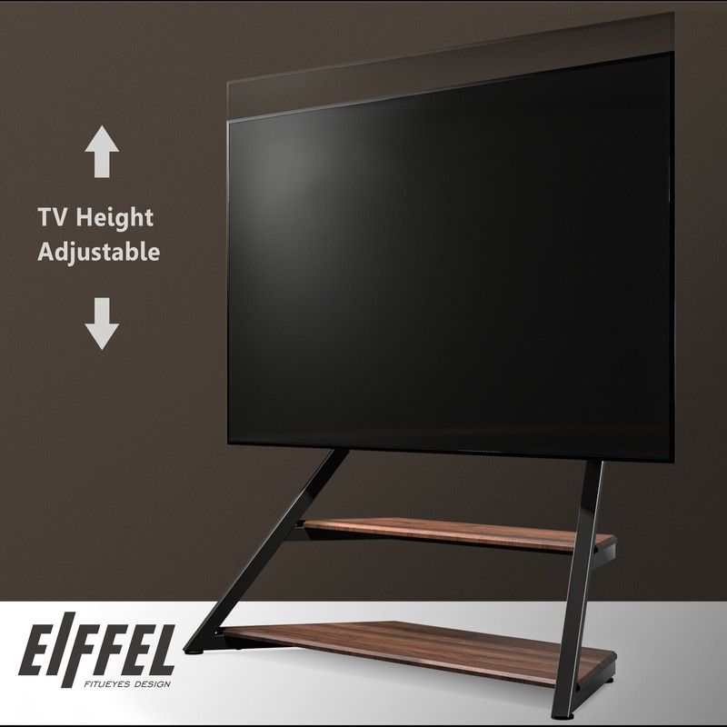 Fitueyes Floor Stand Mount for Greater Than 50" Screens with Shelving, Holds up to 187 Lb. lbs