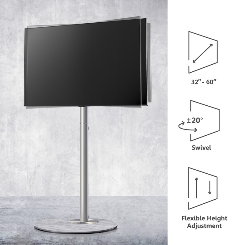 Fitueyes Swivel Floor Stand Mount for Greater Than 50" Screens with Shelving, Holds up to 88 Lb. lbs