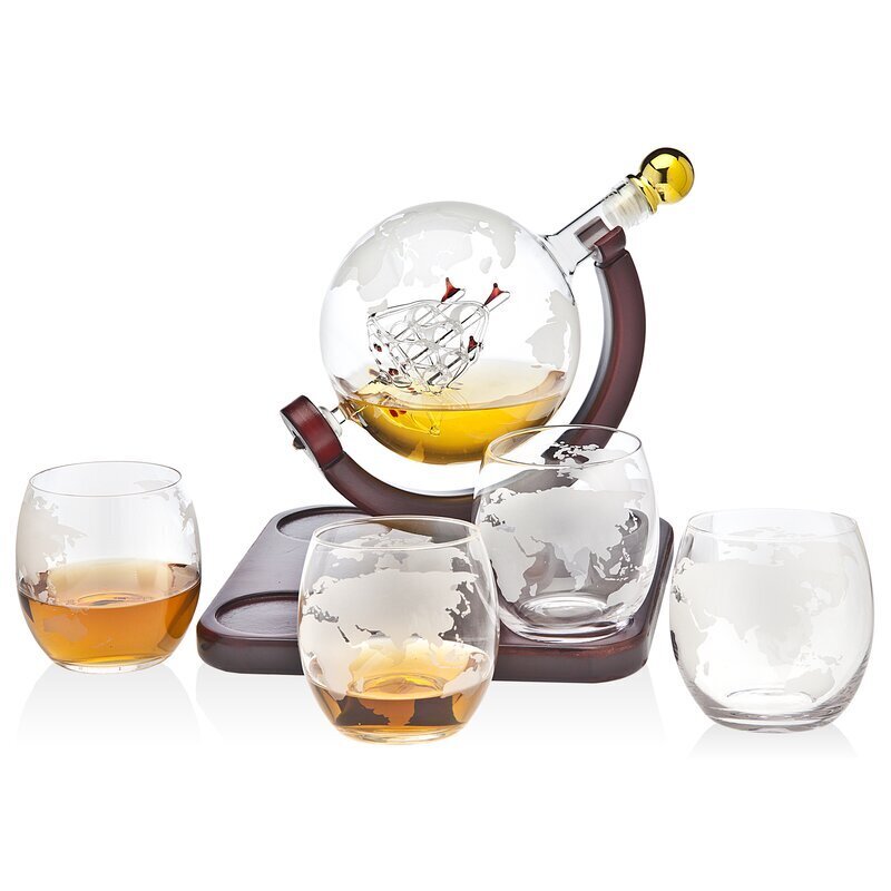 Five piece blown glass decanter set