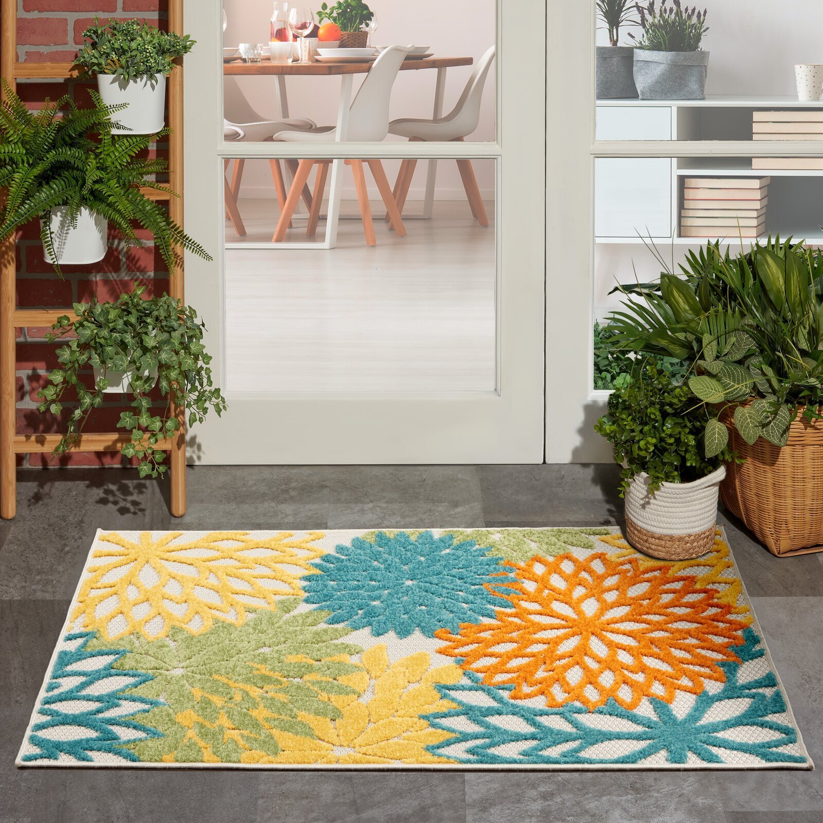 Flatweave colorful outdoor rug