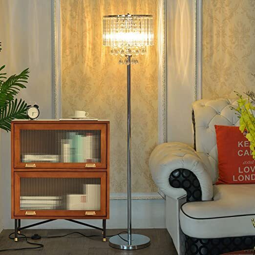 Floor Lamp With Crystal Drops