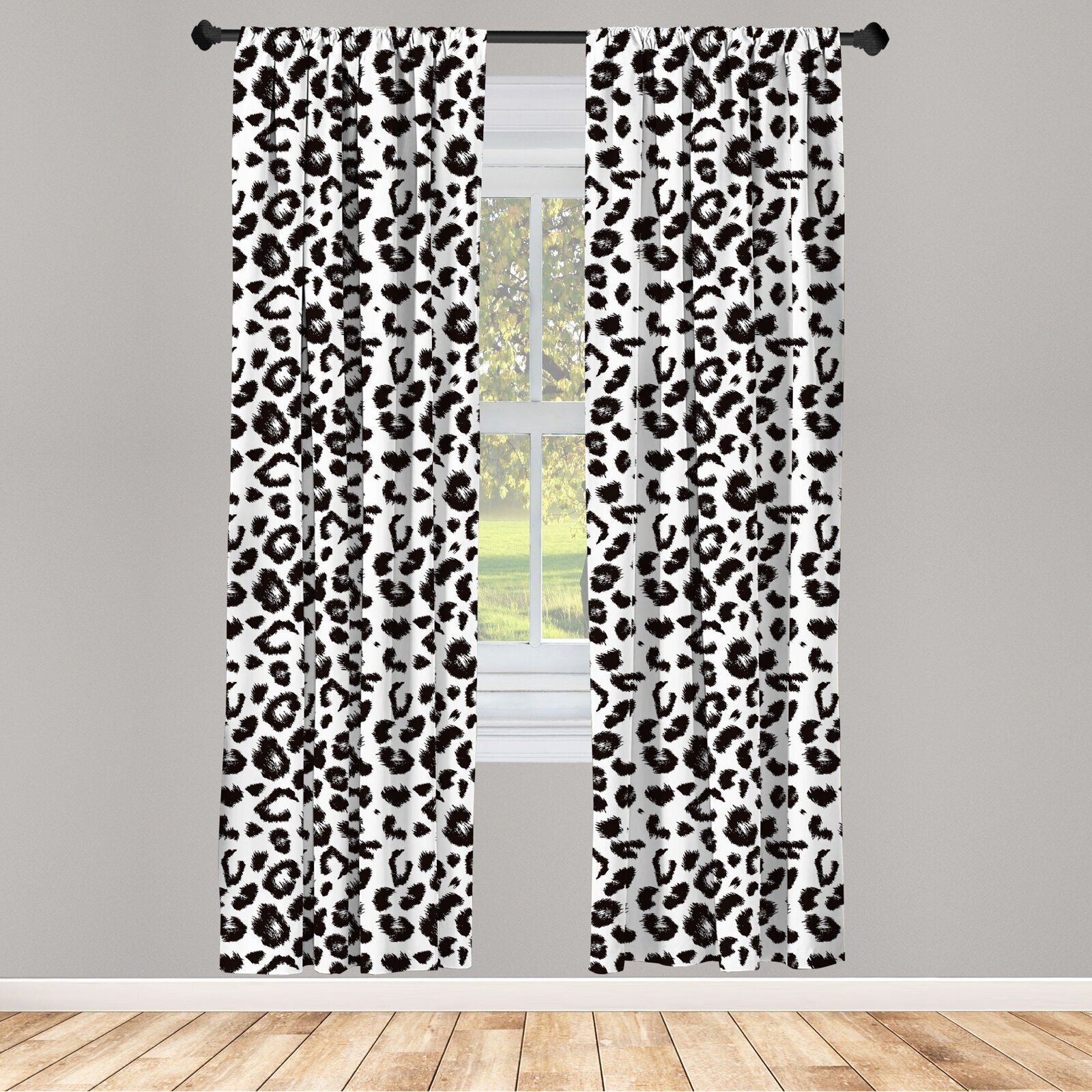 Floor Length Animal Print Sheer Curtains